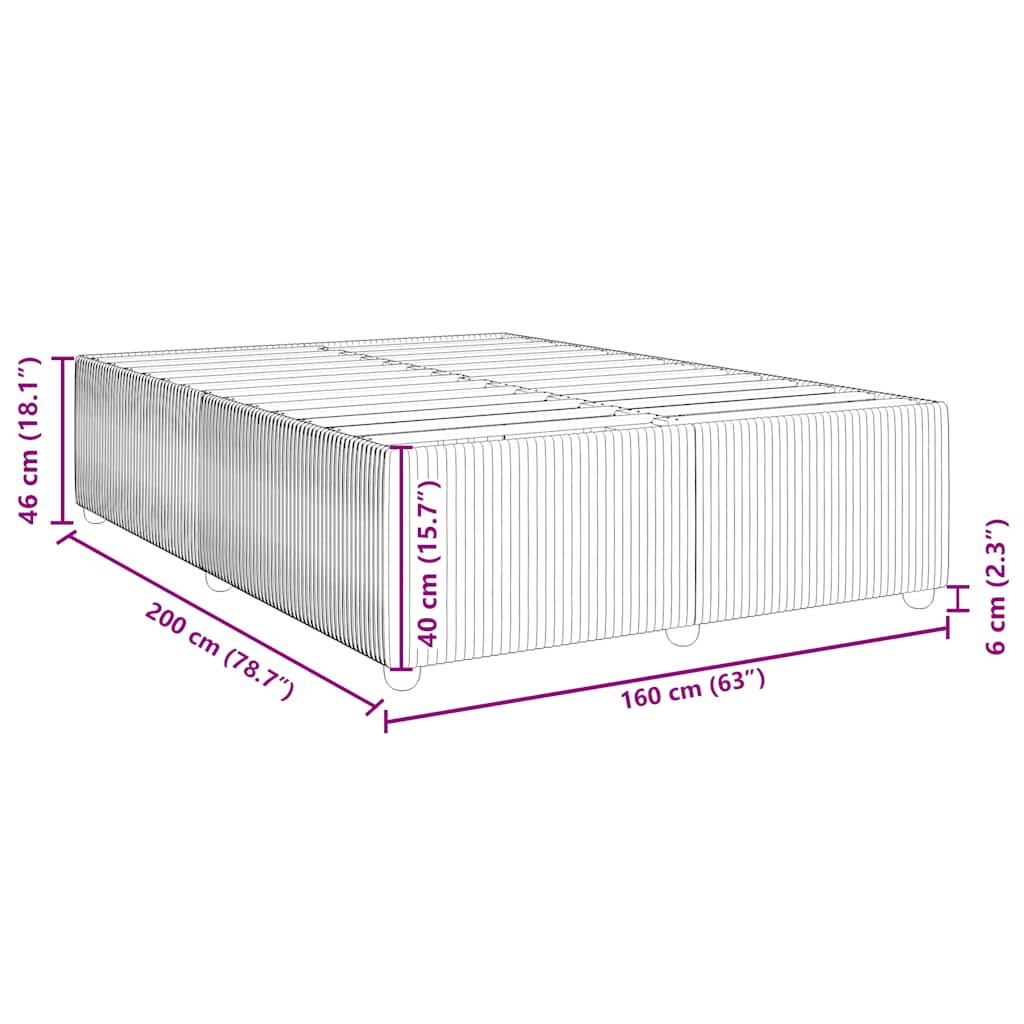 Cadre de lit sans matelas gris foncé 160x200 cm velours - XIOS