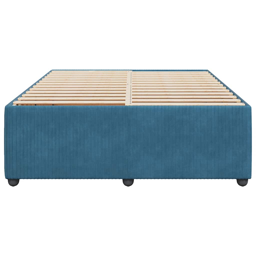 Cadre de lit sans matelas bleu 160x200 cm velours - XIOS