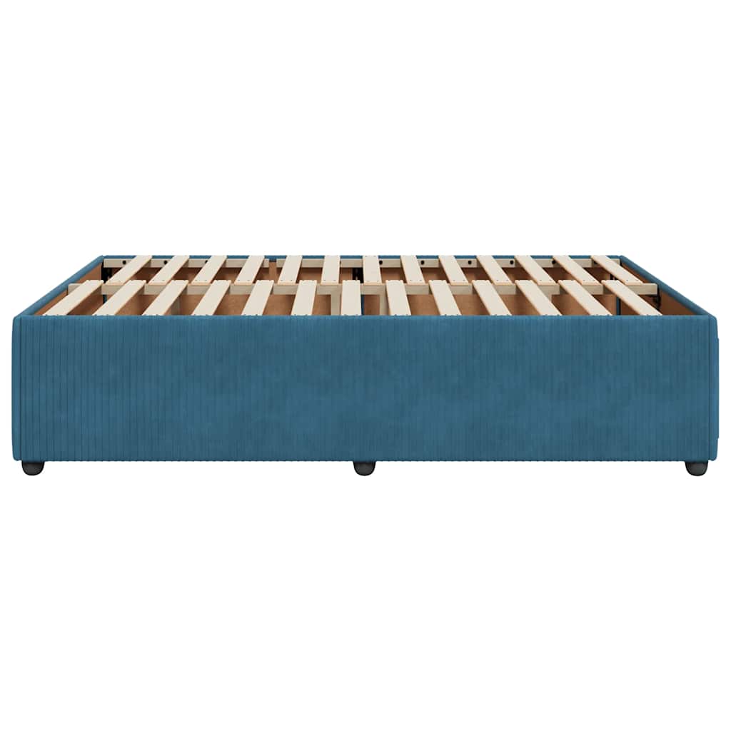 Cadre de lit sans matelas bleu 160x200 cm velours - XIOS