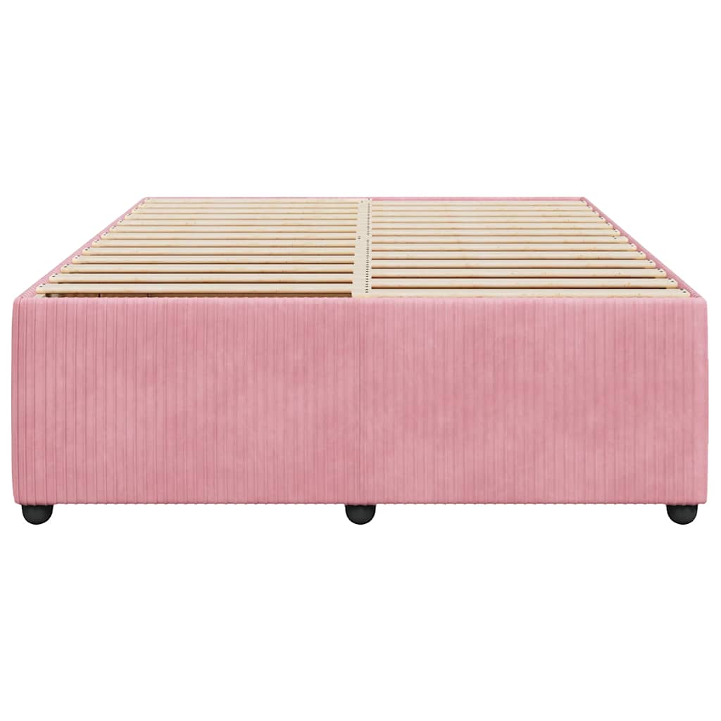 Cadre de lit sans matelas rose 160x200 cm velours - XIOS