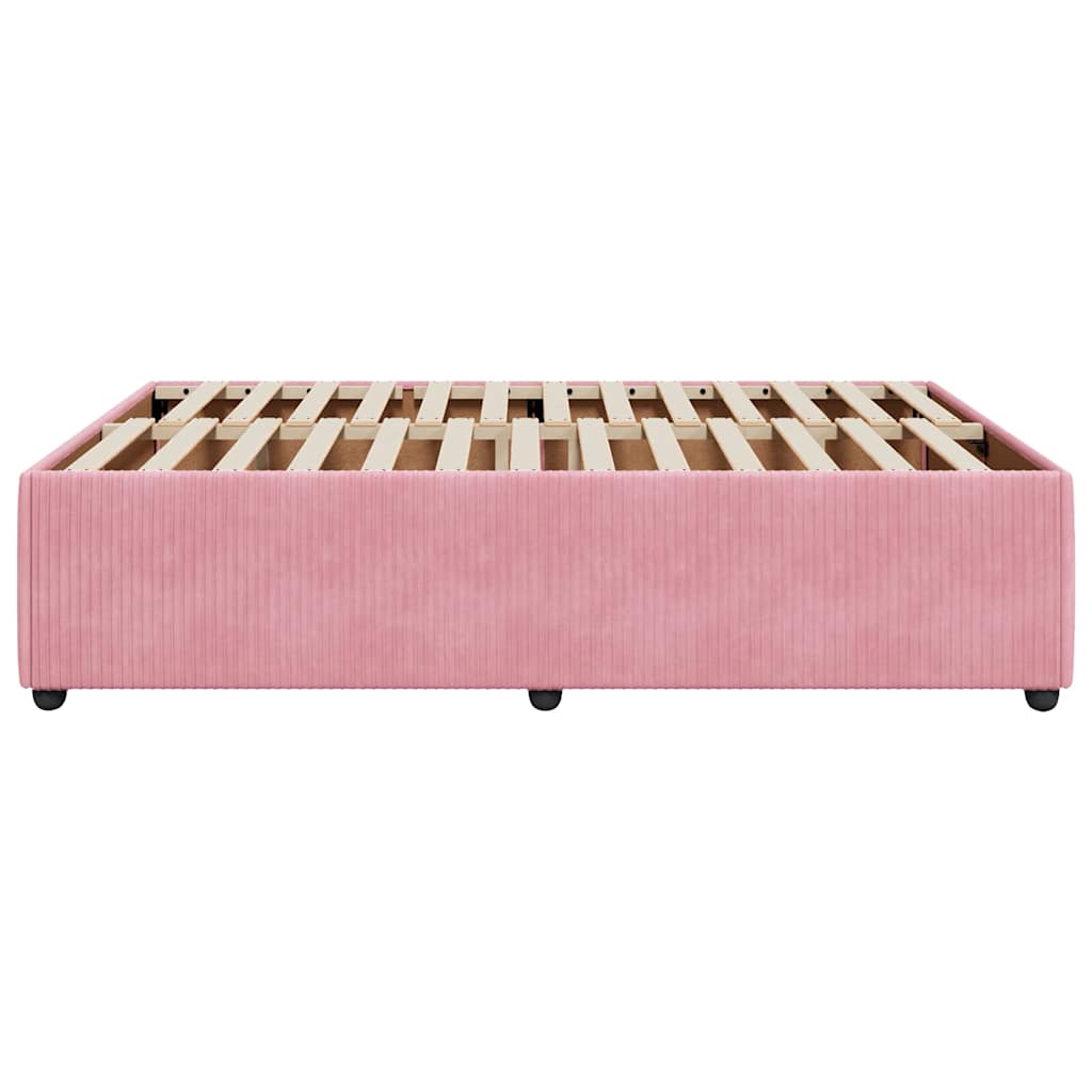 Cadre de lit sans matelas rose 160x200 cm velours - XIOS