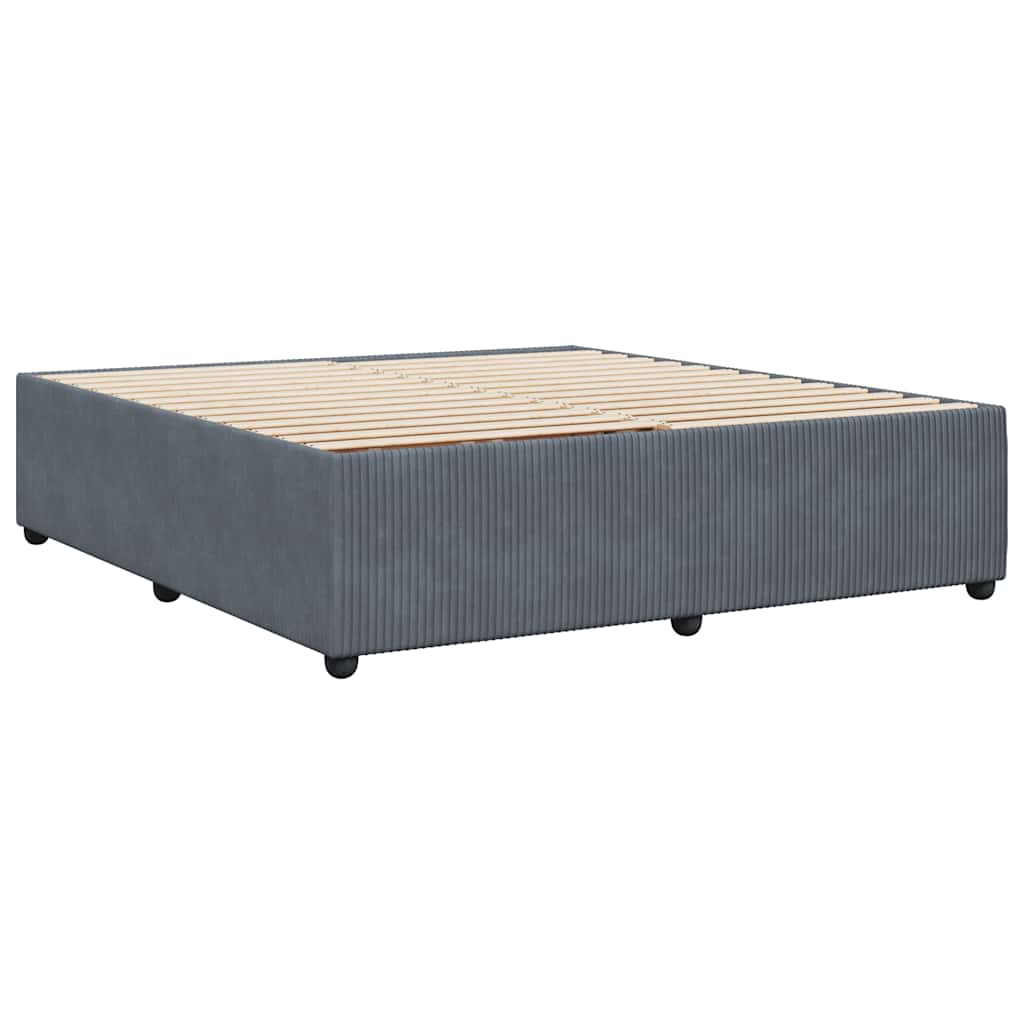 Cadre de lit sans matelas gris foncé 180x200 cm velours - XIOS