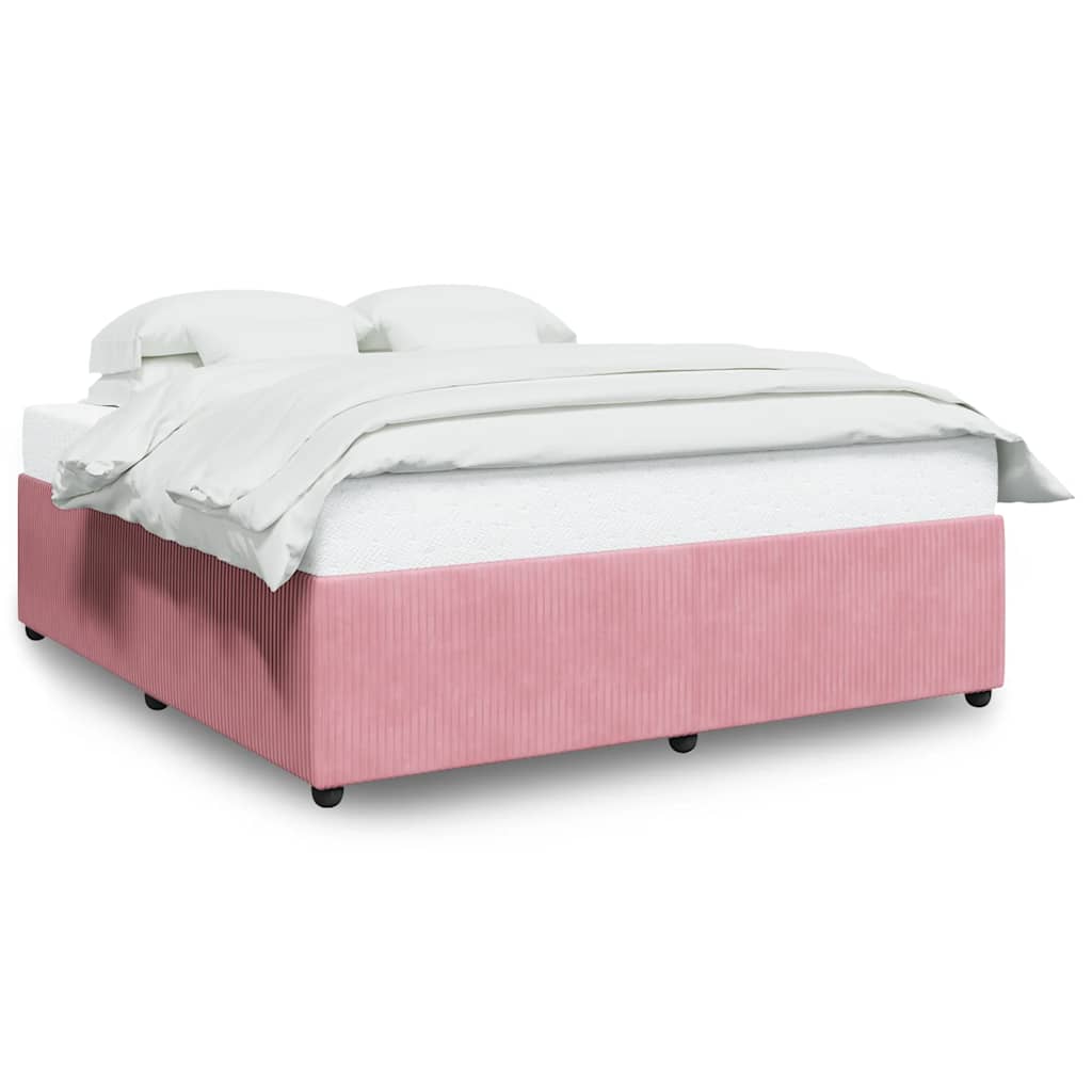 Cadre de lit sans matelas rose 180x200 cm velours - XIOS