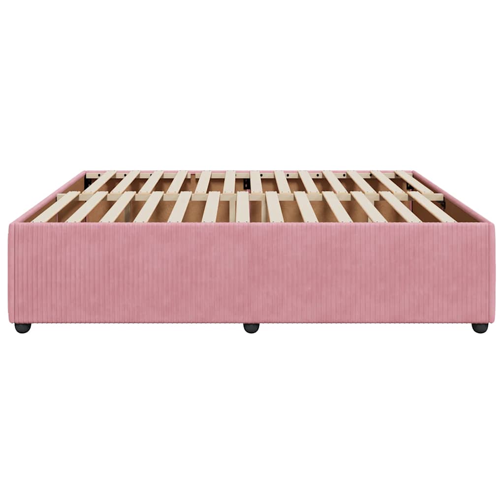 Cadre de lit sans matelas rose 180x200 cm velours - XIOS