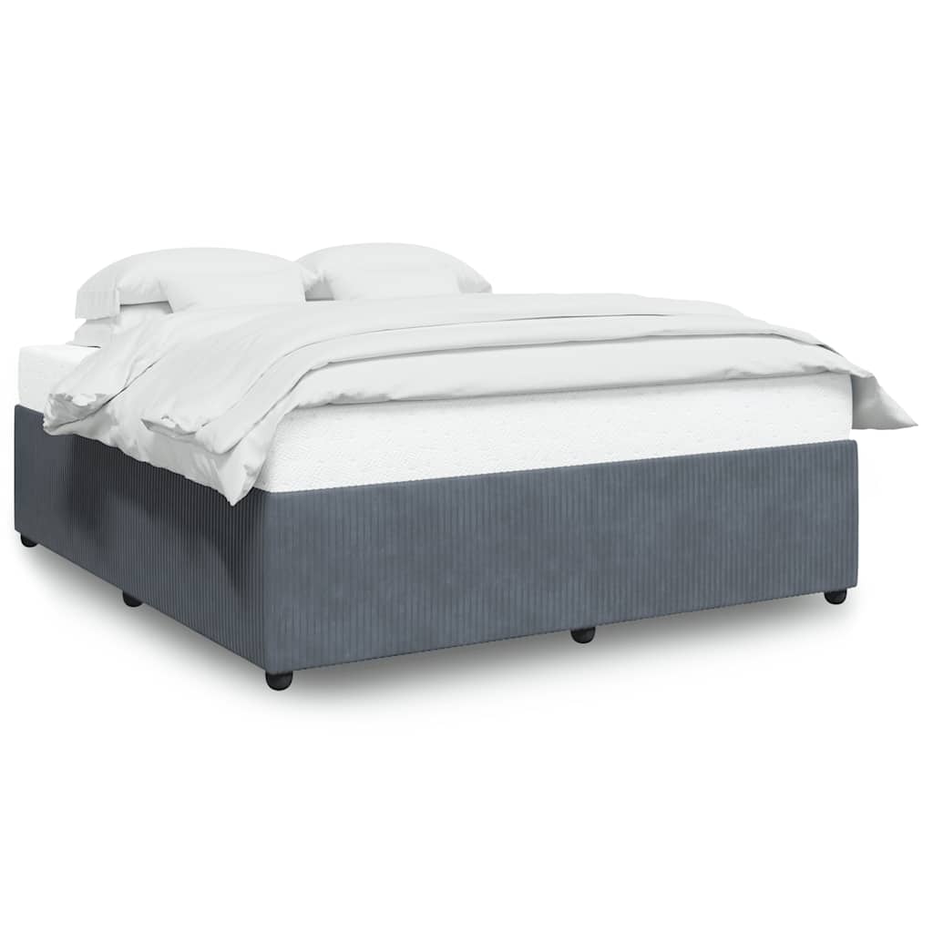 Cadre de lit sans matelas gris foncé 200x200 cm velours - XIOS