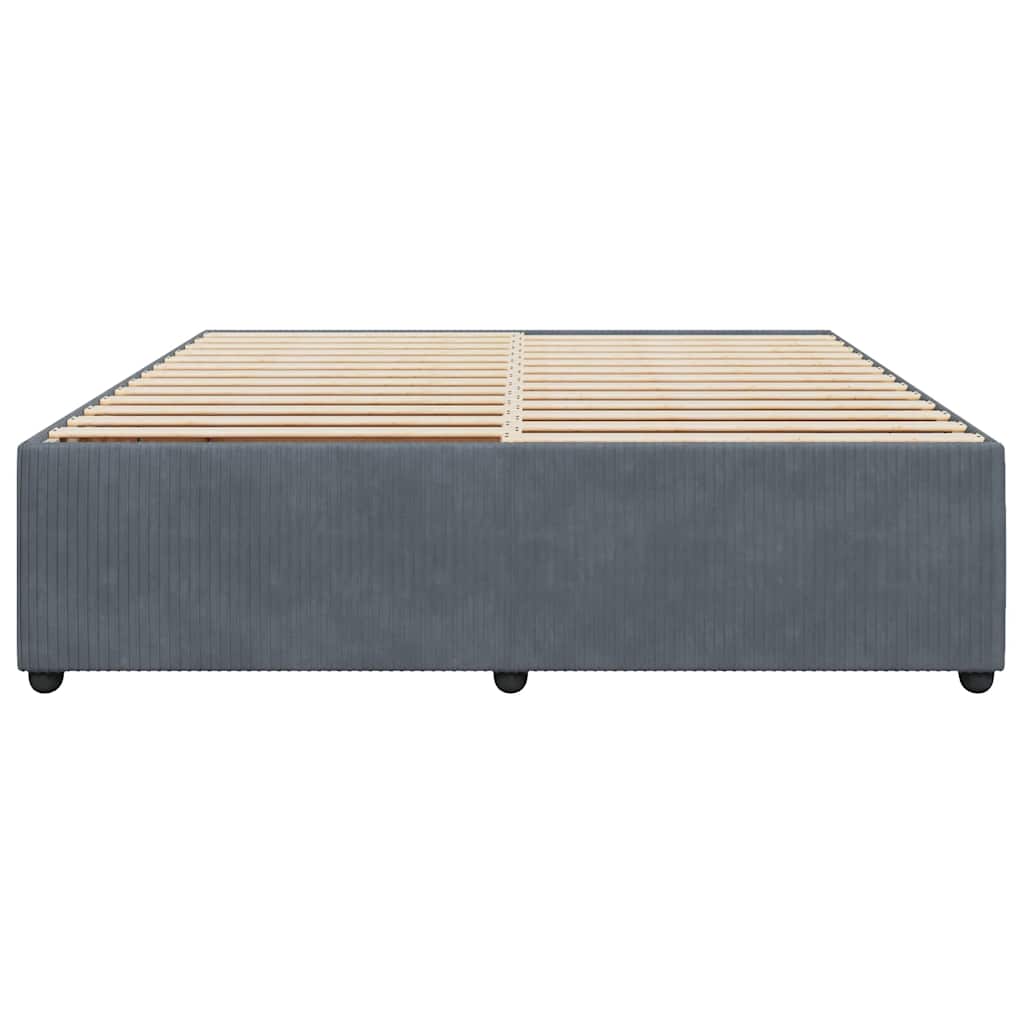 Cadre de lit sans matelas gris foncé 200x200 cm velours - XIOS