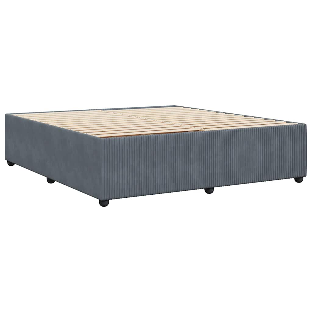 Cadre de lit sans matelas gris foncé 200x200 cm velours - XIOS