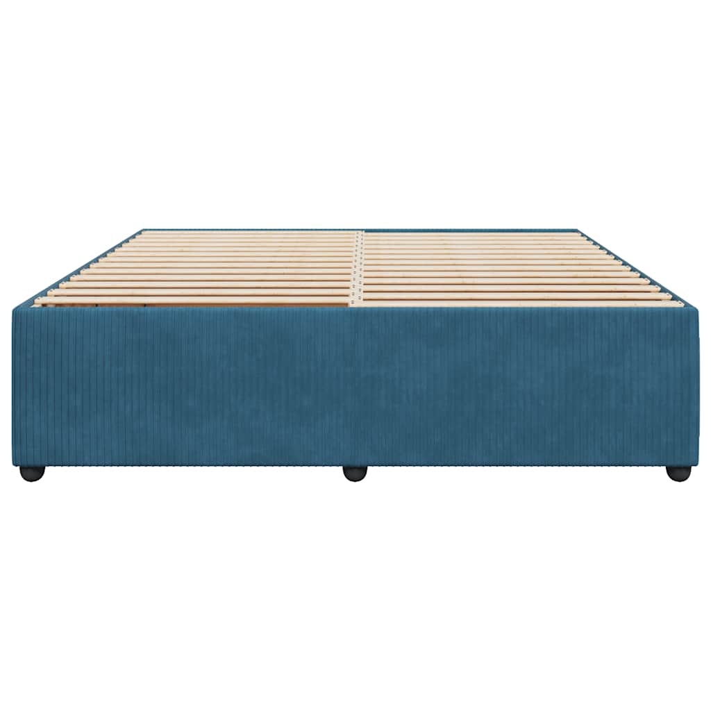 Cadre de lit sans matelas bleu 200x200 cm velours - XIOS