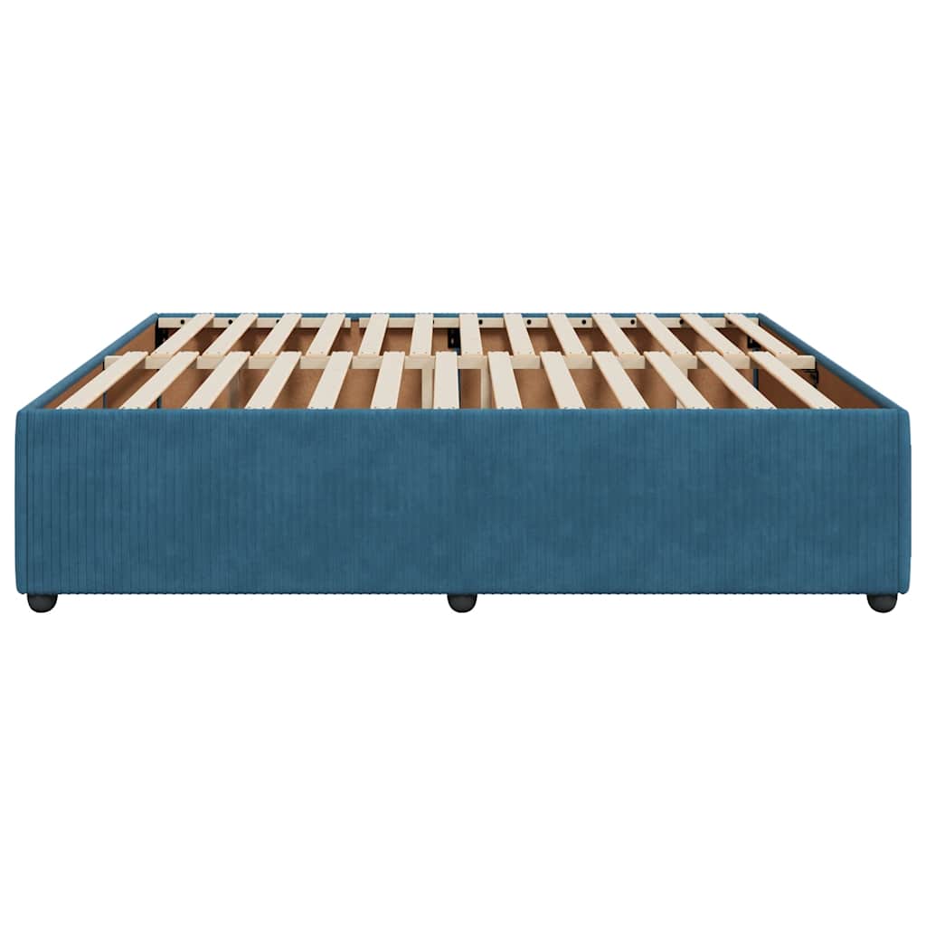 Cadre de lit sans matelas bleu 200x200 cm velours - XIOS