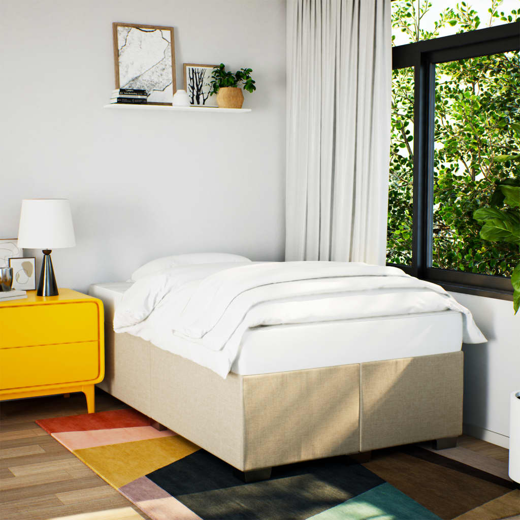 Sommier à lattes de lit avec matelas crème 120x190 cm tissu - XIOS