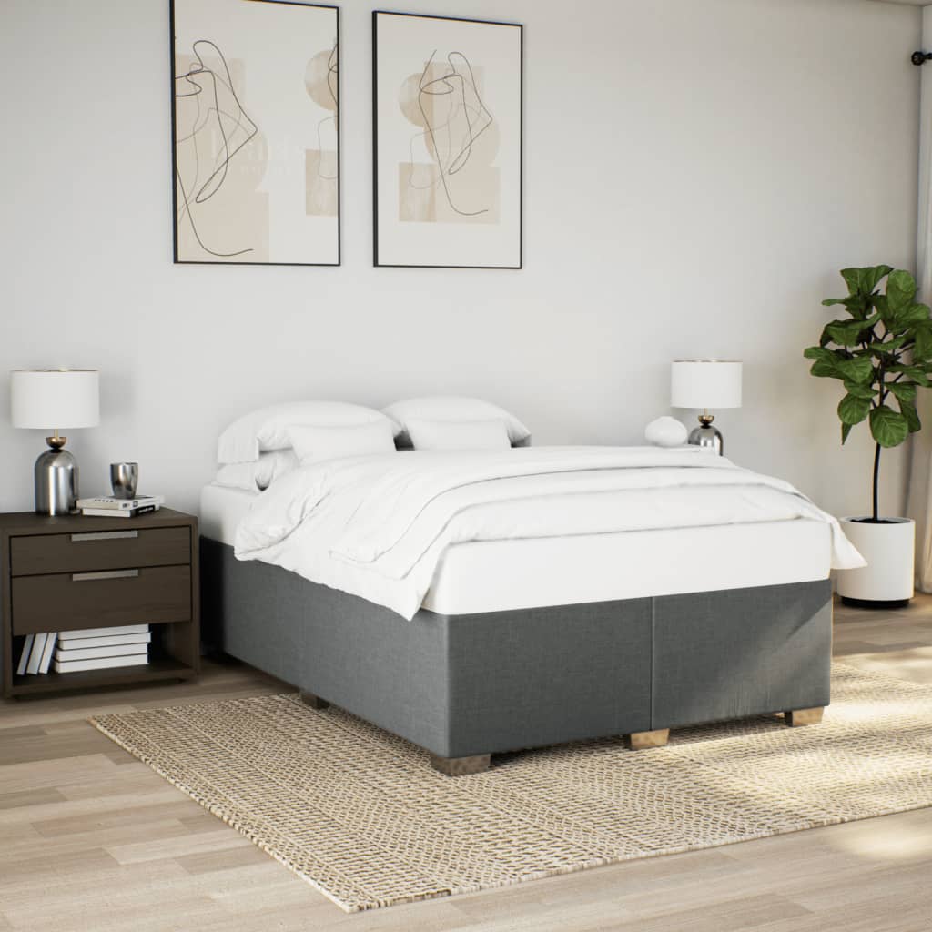 Sommier à lattes de lit avec matelas Gris foncé 140x190cm Tissu - XIOS