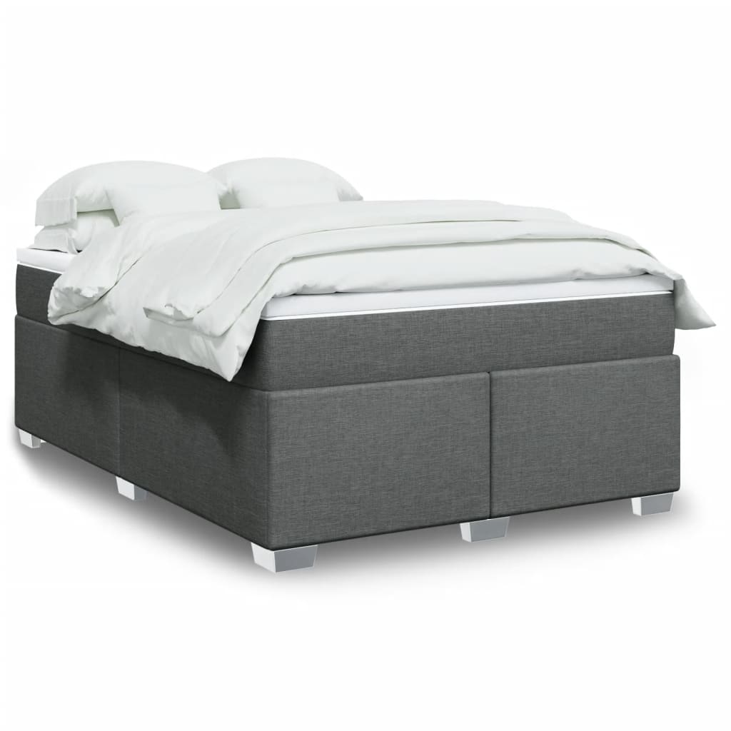 Sommier à lattes de lit avec matelas Gris foncé 140x190cm Tissu - XIOS