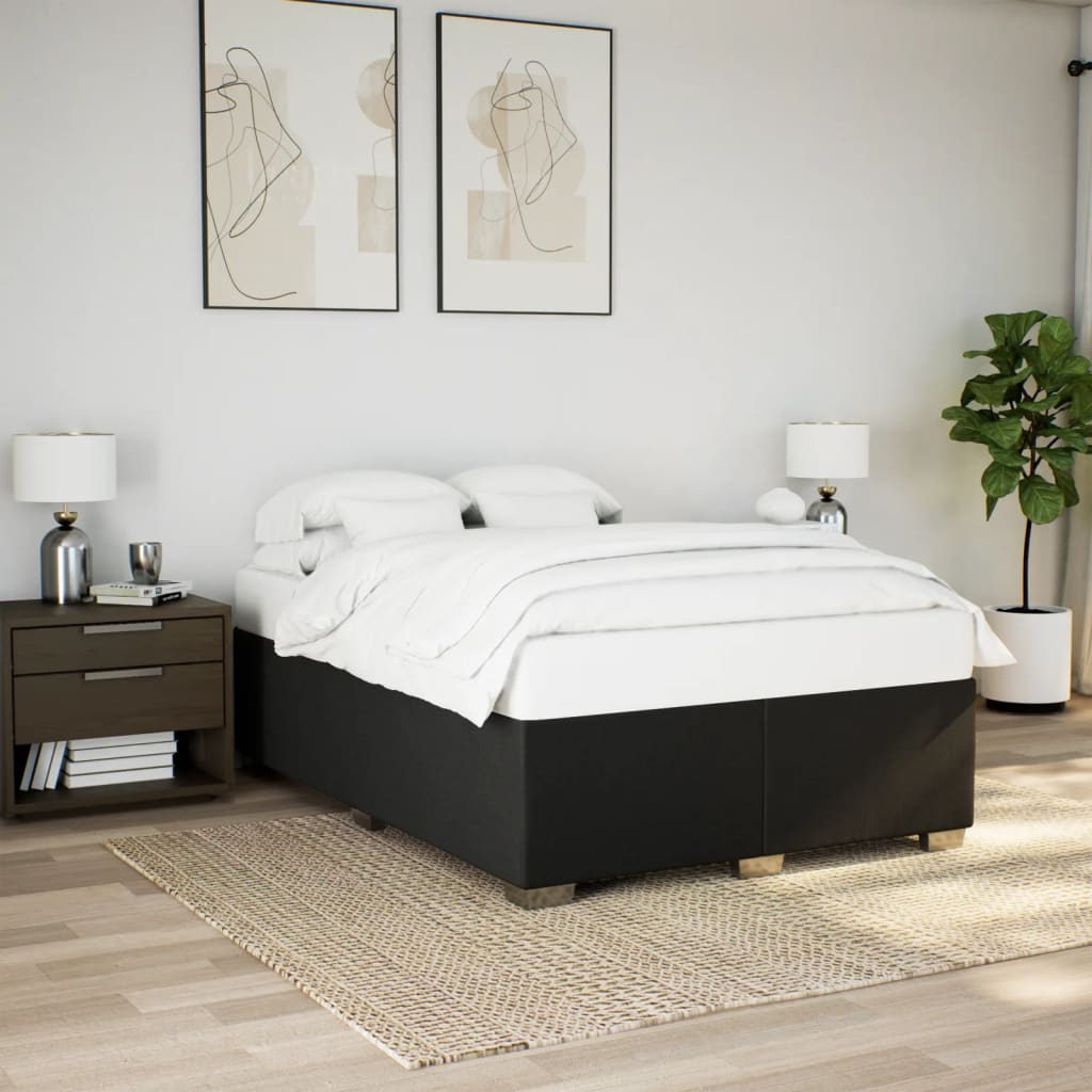 Sommier à lattes de lit avec matelas Noir 140x200 cm Tissu - XIOS