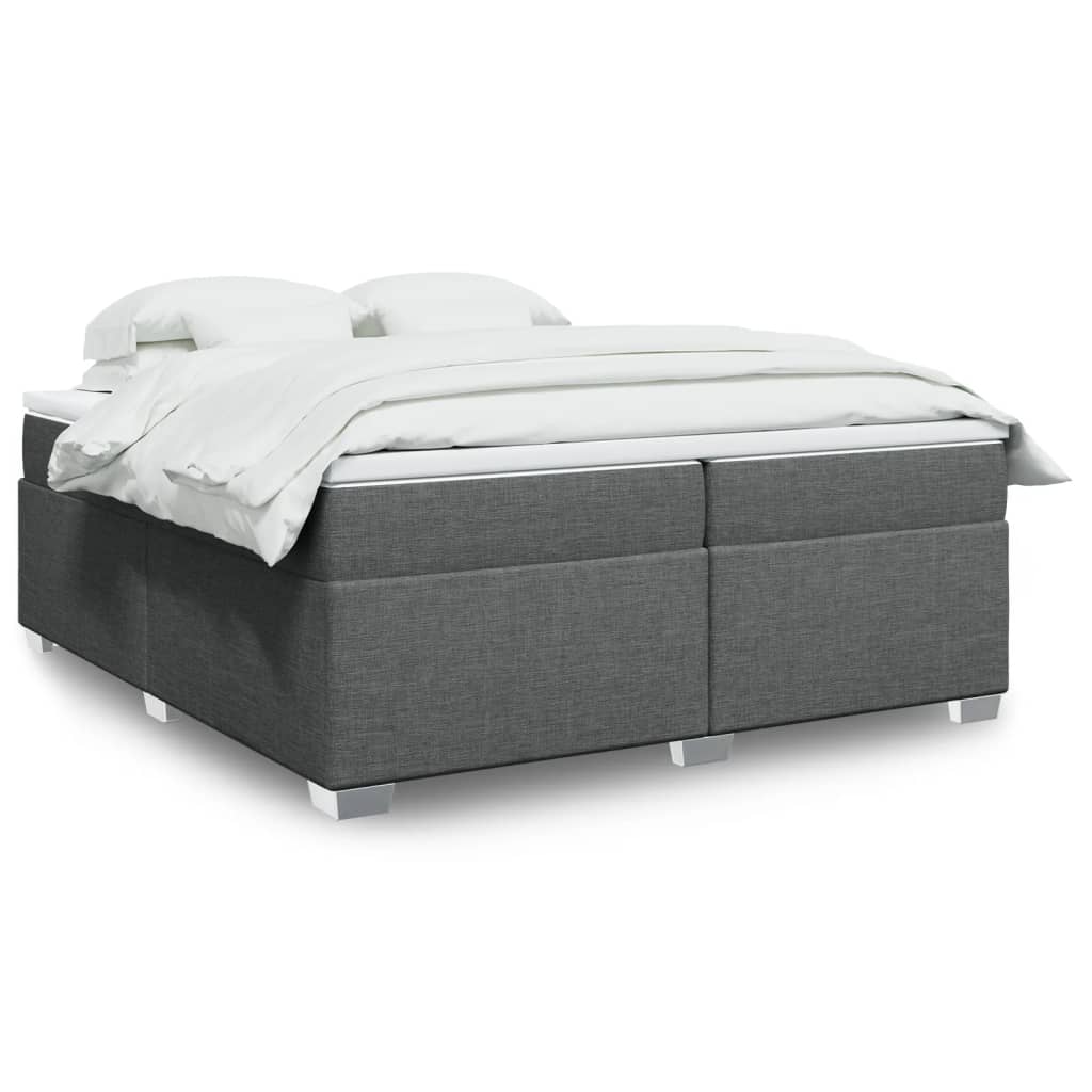 Sommier à lattes de lit avec matelas Gris foncé 200x200cm Tissu - XIOS