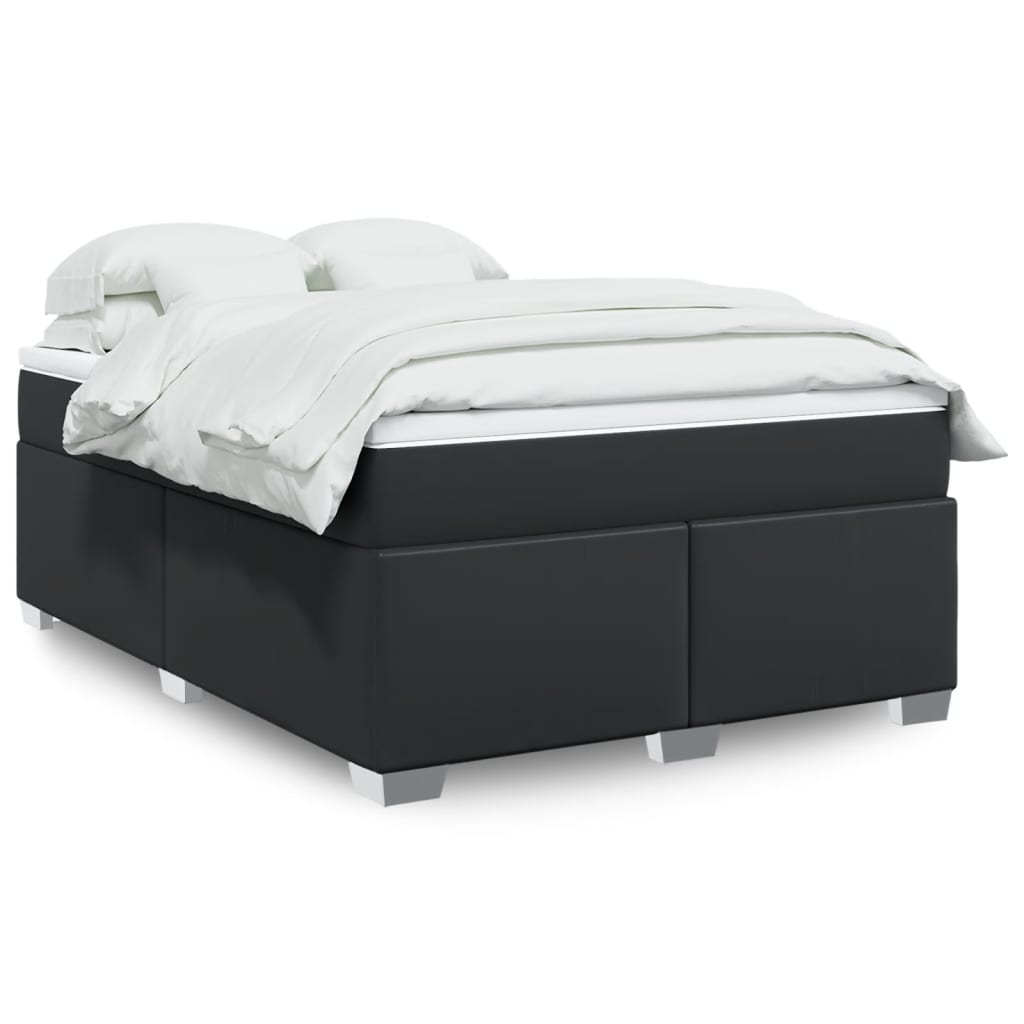 Sommier à lattes de lit avec matelas Noir 140x190 cm Similicuir - XIOS