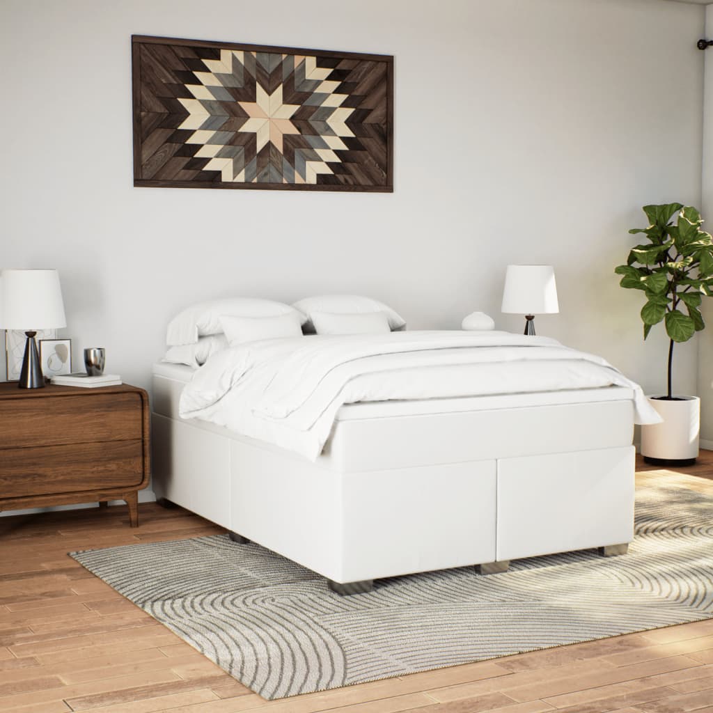 Sommier à lattes de lit avec matelas Blanc 160x200cm Similicuir - XIOS