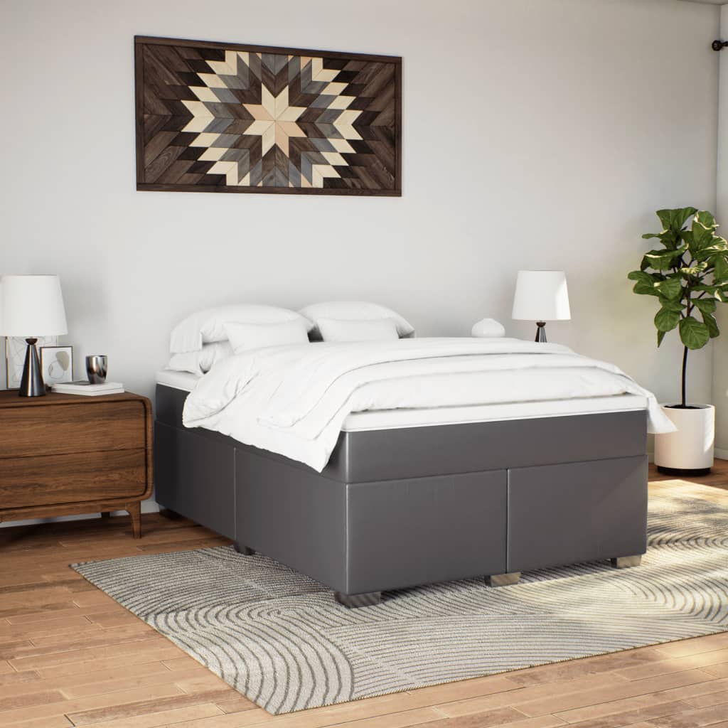 Sommier à lattes de lit avec matelas Gris 160x200 cm Similicuir - XIOS