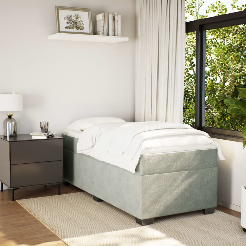 Sommier à lattes de lit et matelas Gris clair 90x190 cm Velours - XIOS