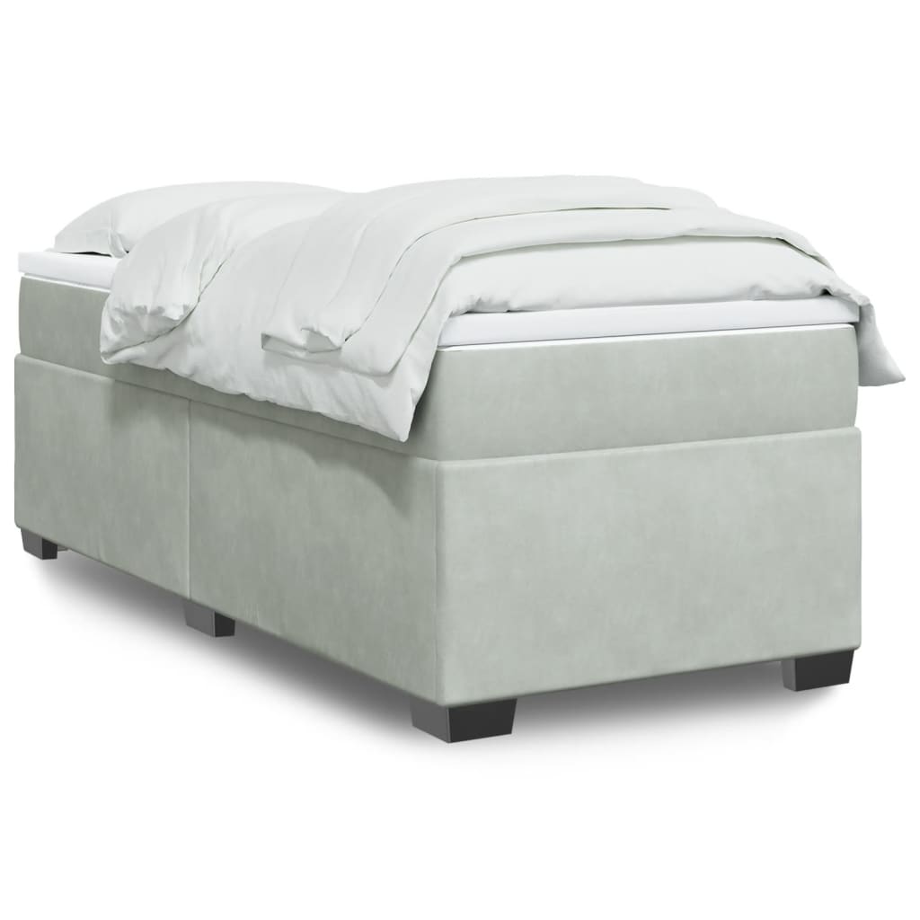 Sommier à lattes de lit et matelas Gris clair 90x190 cm Velours - XIOS