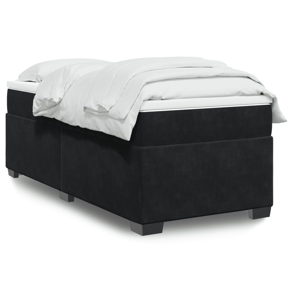 Sommier à lattes de lit avec matelas Noir 90x200 cm Velours - XIOS