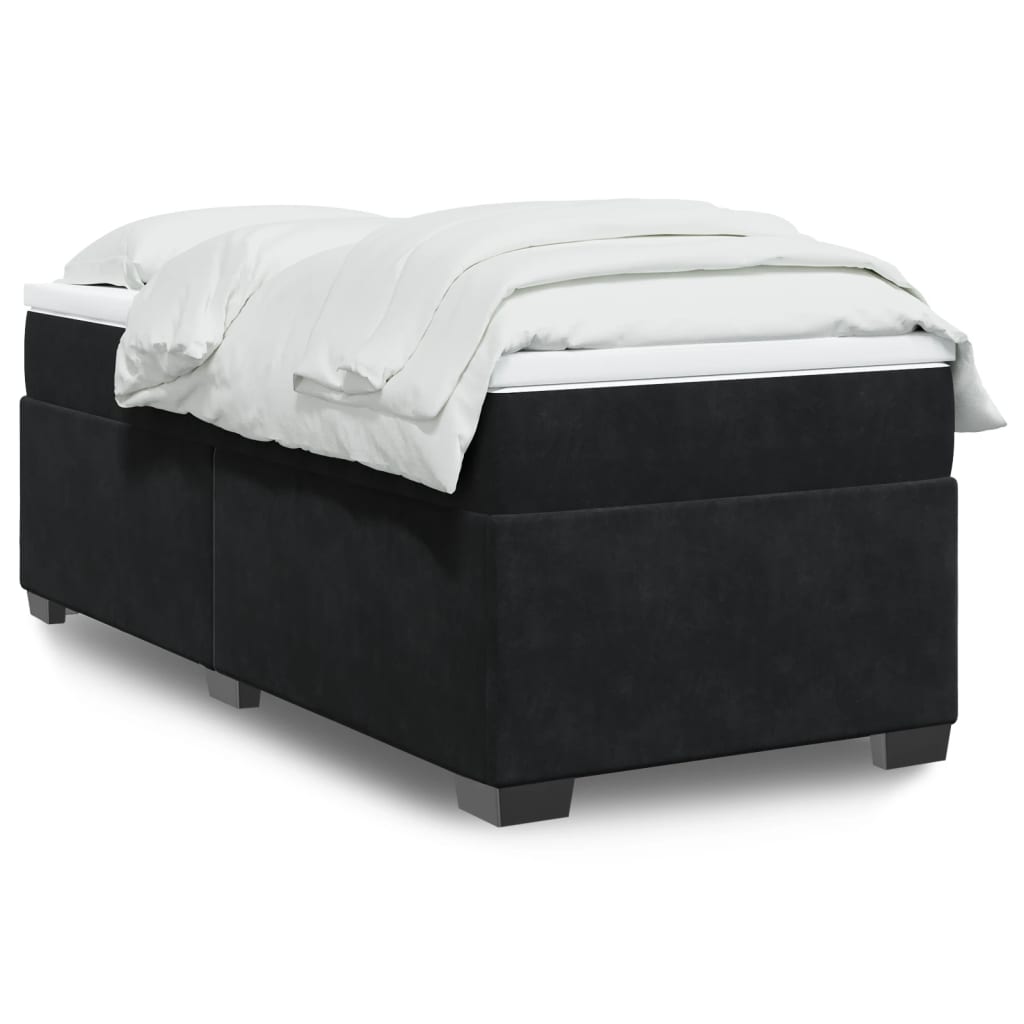 Sommier à lattes de lit avec matelas Noir 100x200 cm Velours - XIOS