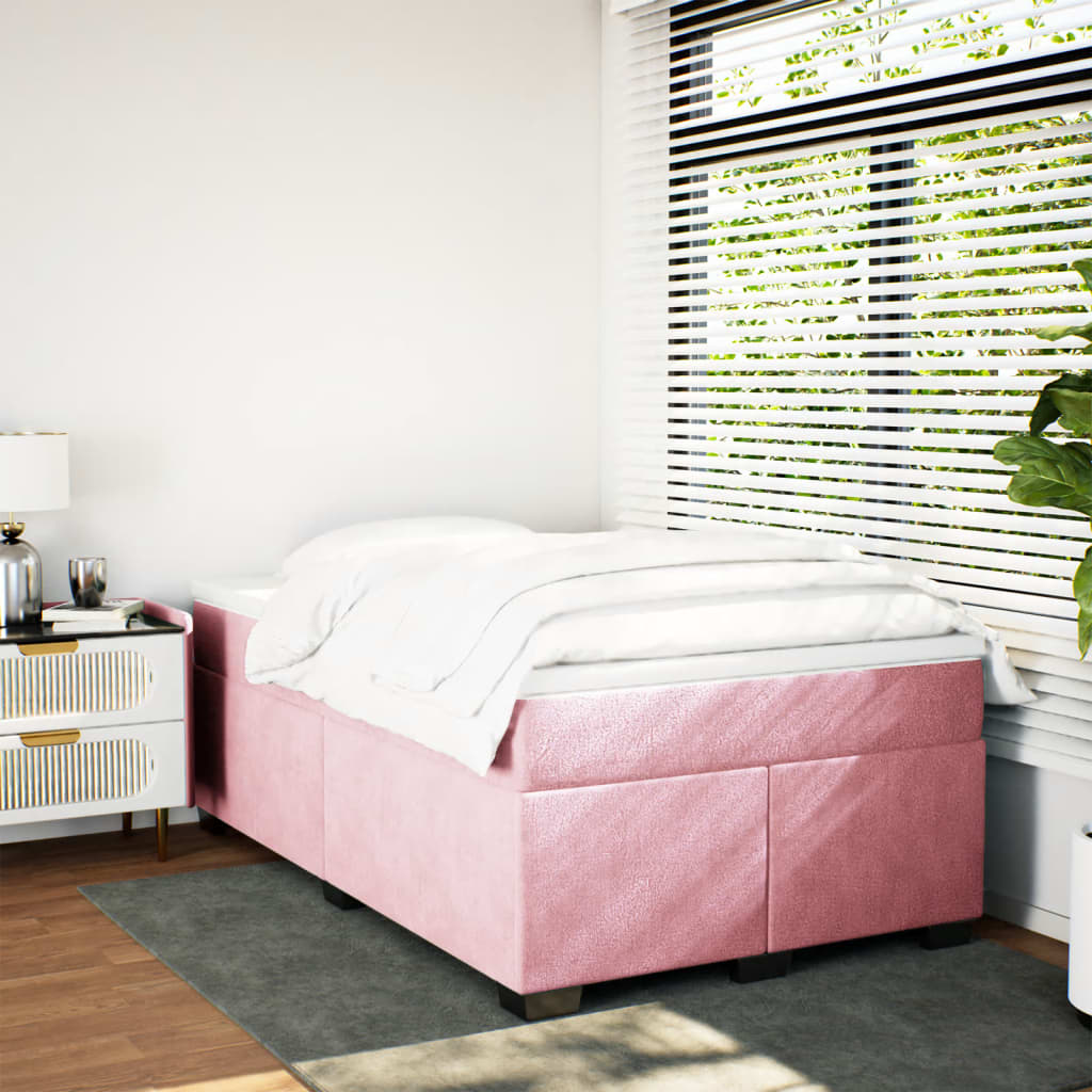 Sommier à lattes de lit avec matelas rose 120x190 cm velours - XIOS