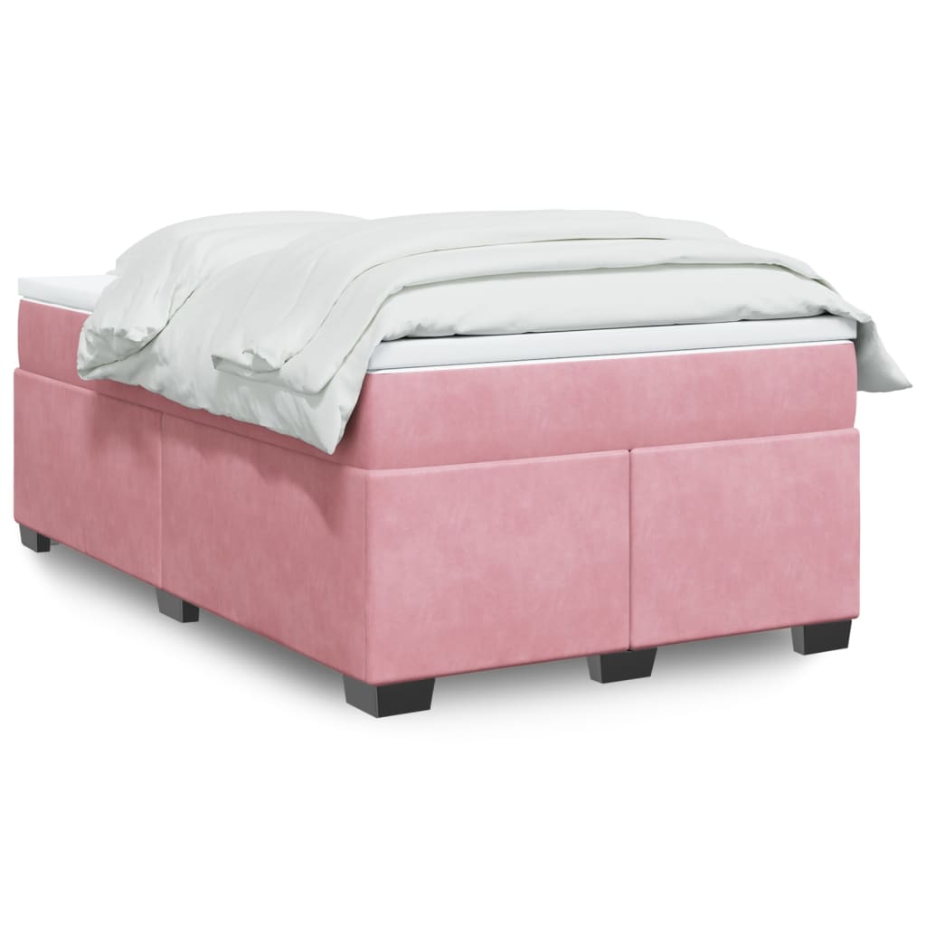 Sommier à lattes de lit avec matelas rose 120x190 cm velours - XIOS
