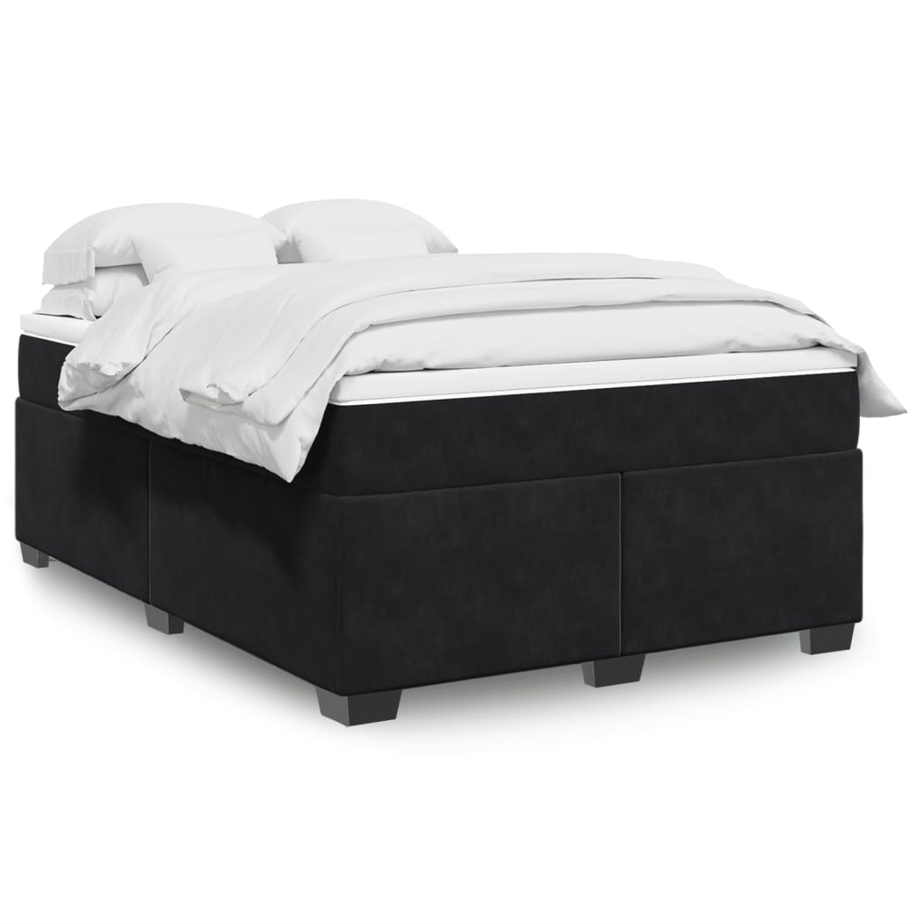 Sommier à lattes de lit avec matelas Noir 140x190 cm Velours - XIOS