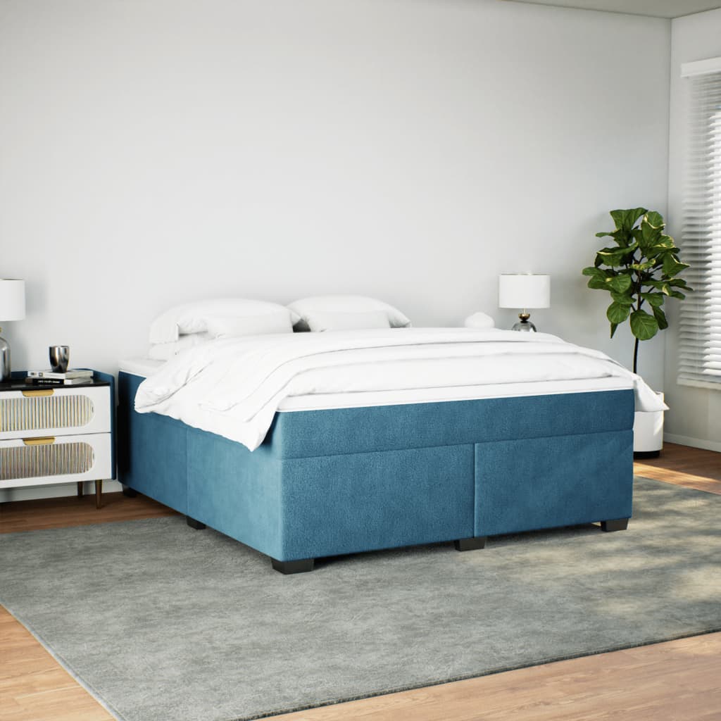 Sommier à lattes de lit et matelas Bleu foncé 180x200cm Velours - XIOS