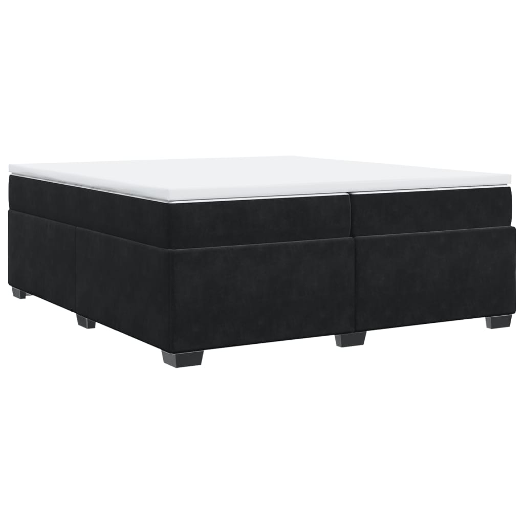 Sommier à lattes de lit et matelas Noir 200x200 cm Velours - XIOS