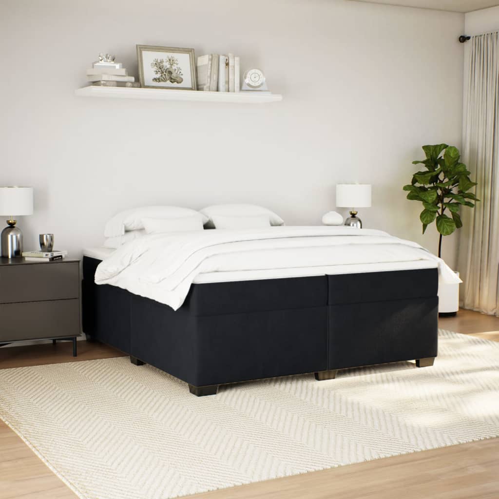 Sommier à lattes de lit et matelas Noir 200x200 cm Velours - XIOS