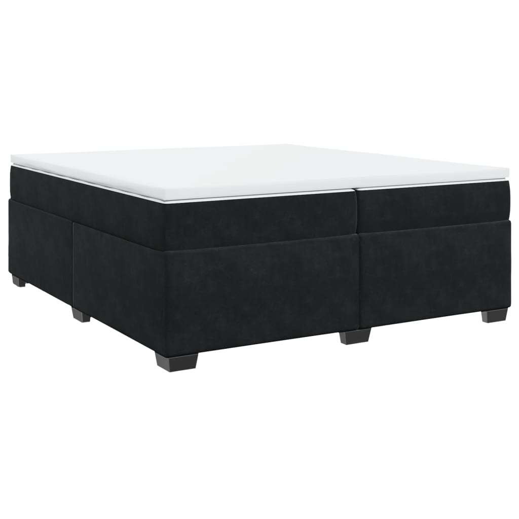 Sommier à lattes de lit et matelas Noir 200x200 cm Velours - XIOS
