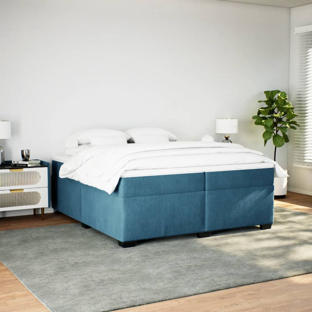 Sommier à lattes de lit et matelas Bleu foncé 200x200cm Velours - XIOS