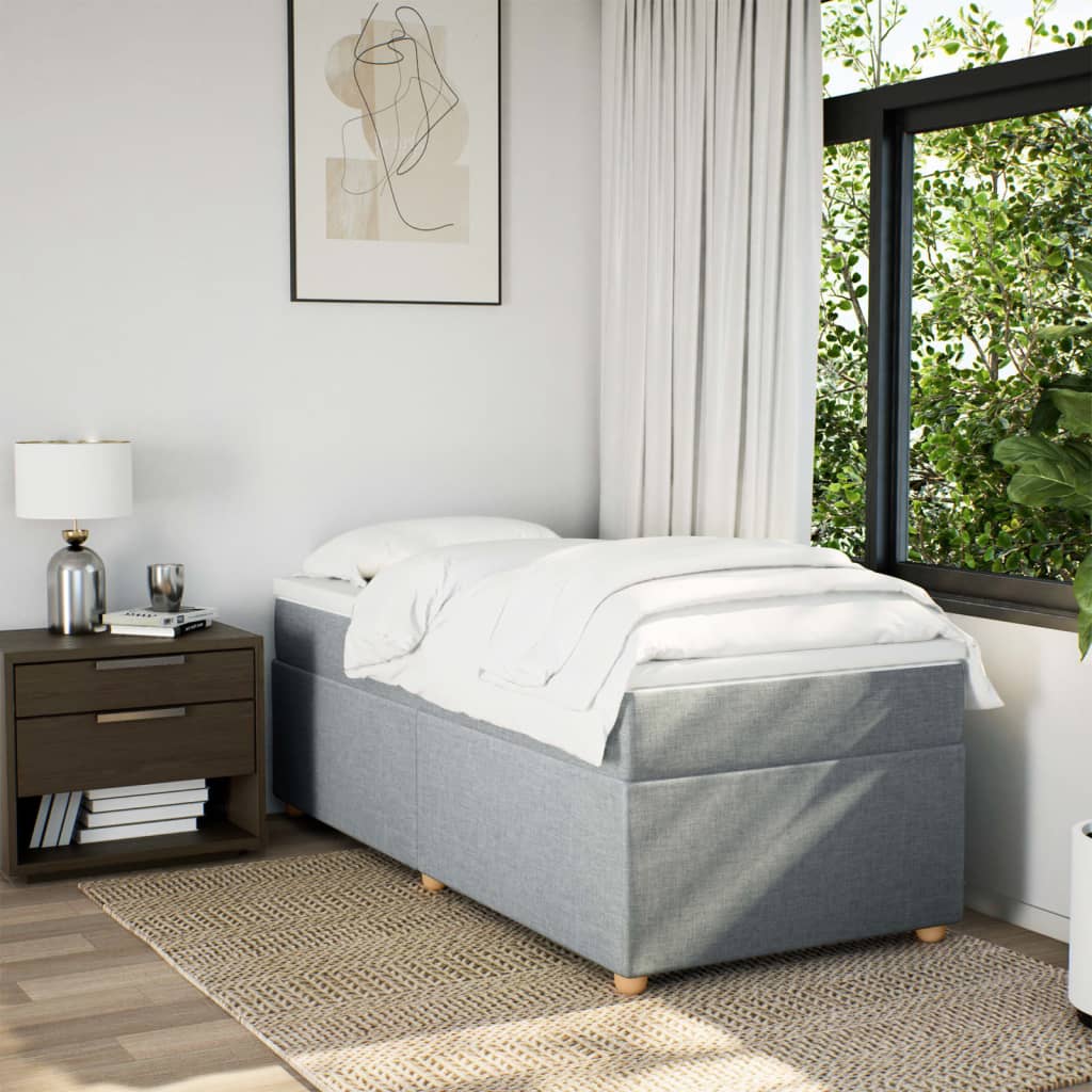 Sommier à lattes de lit avec matelas gris clair 80x200 cm tissu - XIOS