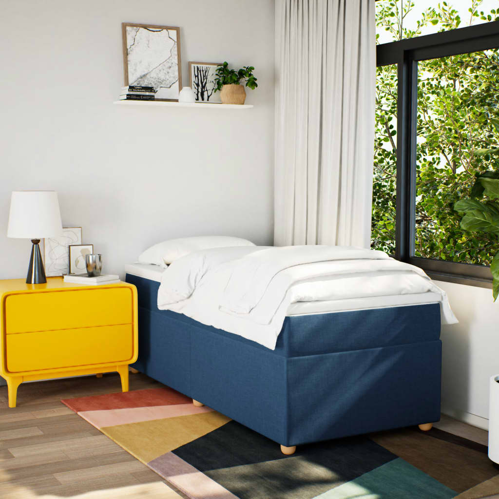 Sommier à lattes de lit avec matelas Bleu 90x190 cm Tissu - XIOS