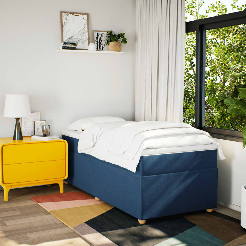 Sommier à lattes de lit avec matelas Bleu 90x200 cm Tissu - XIOS