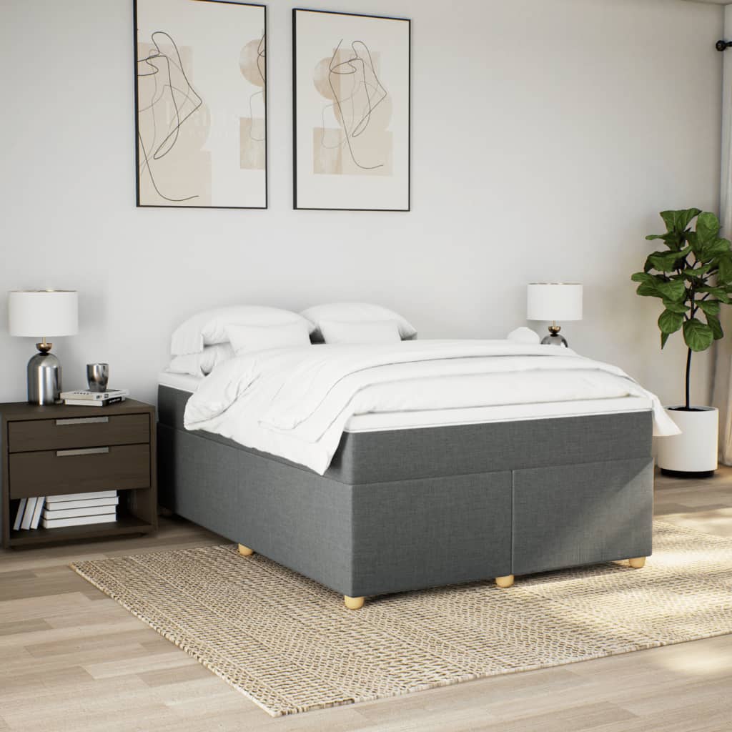 Sommier à lattes de lit avec matelas Gris foncé 140x190cm Tissu - XIOS