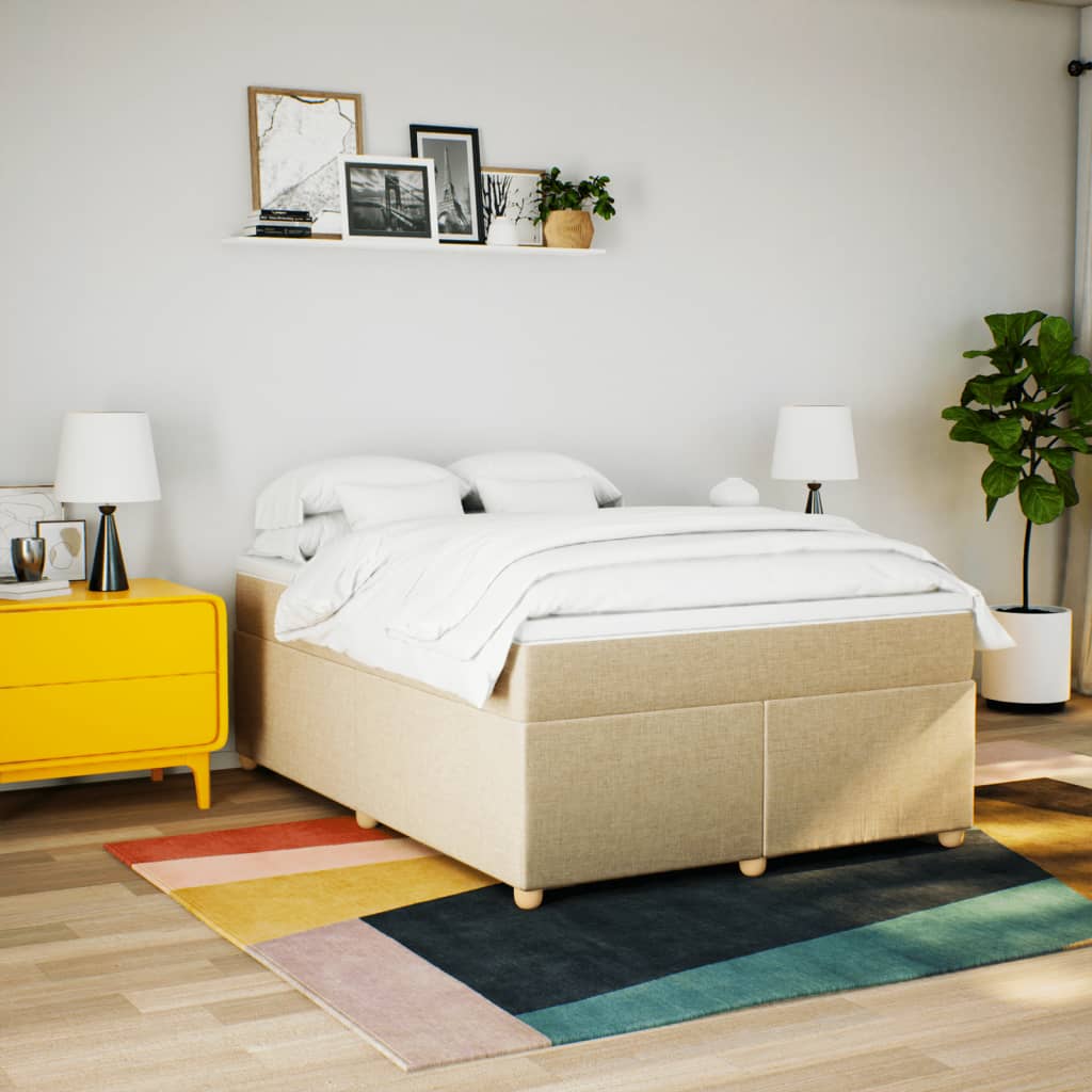 Sommier à lattes de lit avec matelas Crème 140x200 cm Tissu - XIOS
