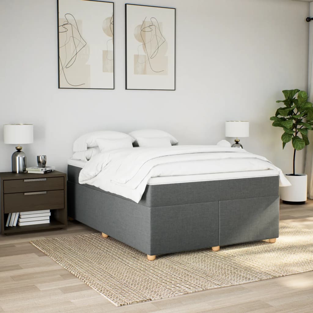 Sommier à lattes de lit avec matelas Gris foncé 160x200cm Tissu - XIOS