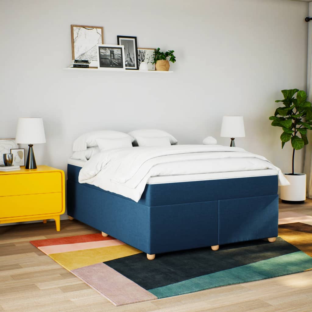 Sommier à lattes de lit avec matelas Bleu 160x200 cm Tissu - XIOS
