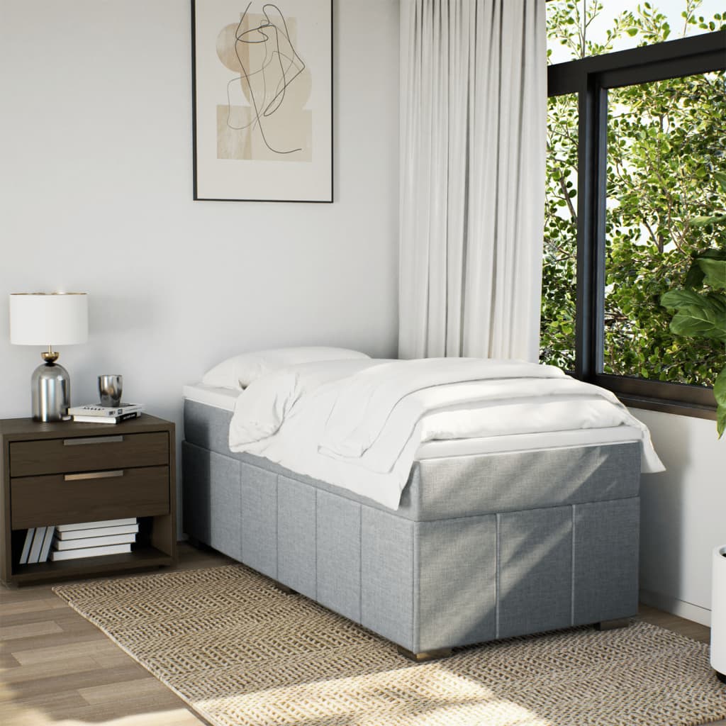 Sommier à lattes de lit avec matelas gris clair 80x200 cm tissu - XIOS