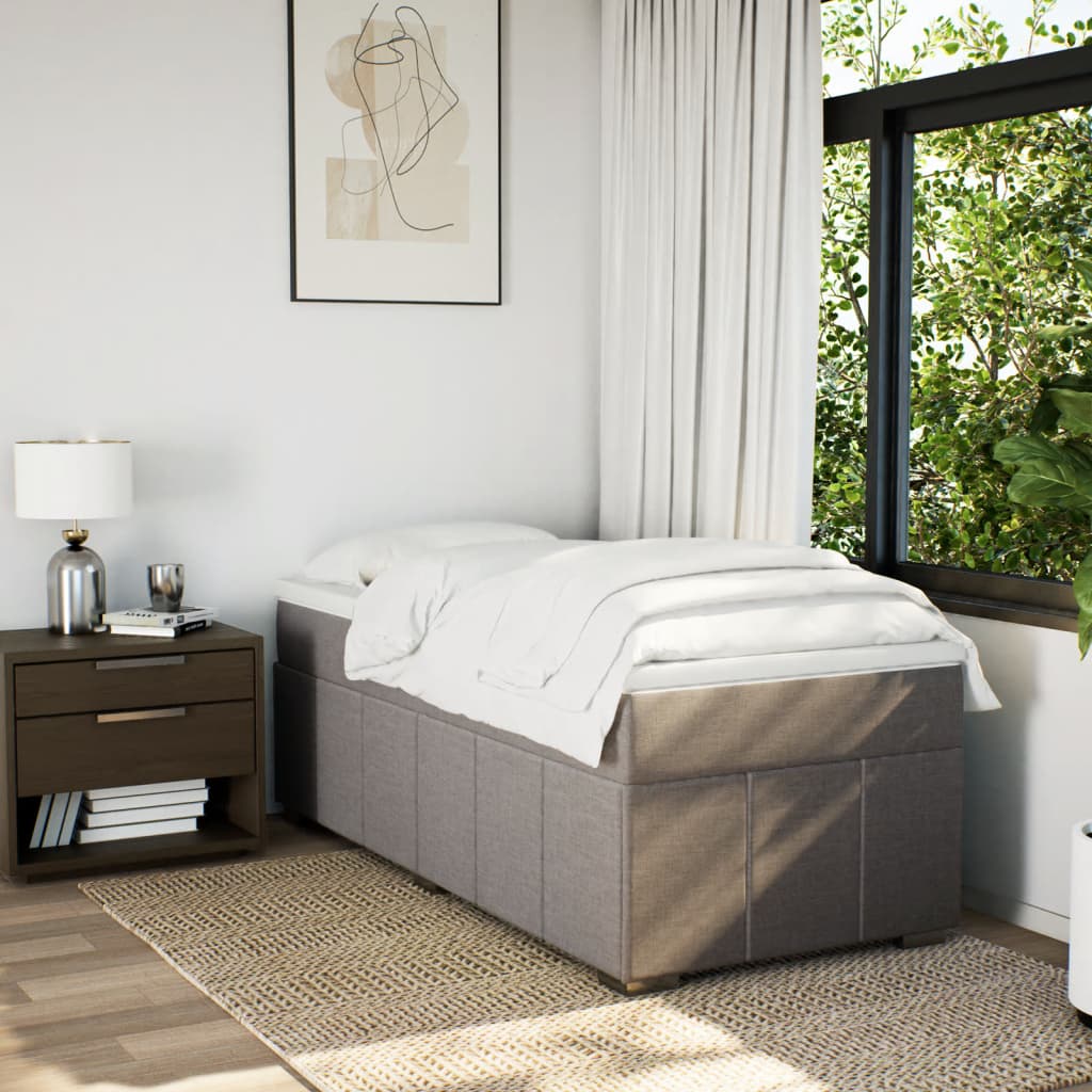 Sommier à lattes de lit avec matelas Taupe 90x200 cm Tissu - XIOS