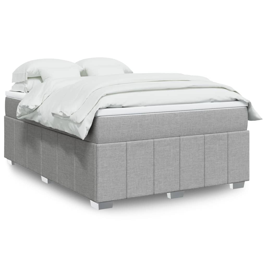 Sommier à lattes de lit avec matelas Gris clair 140x190cm Tissu - XIOS