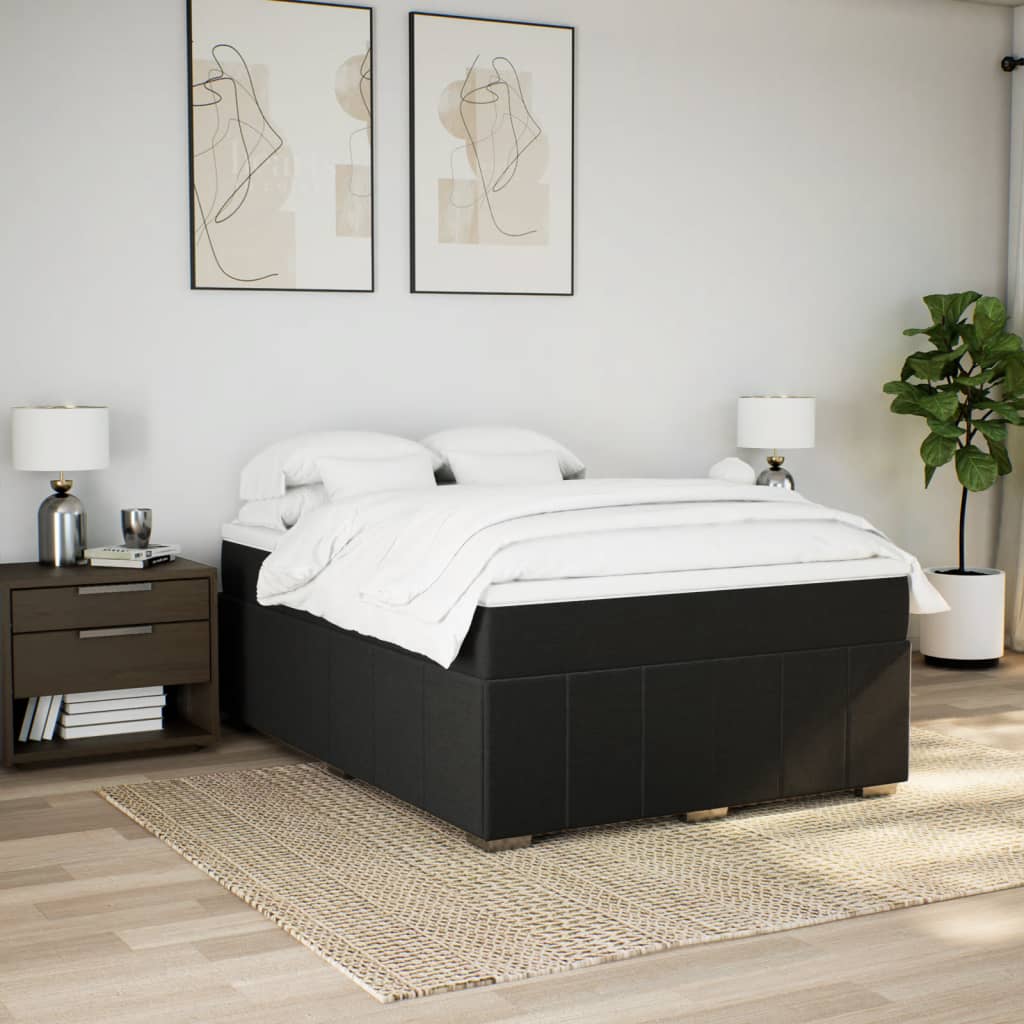 Sommier à lattes de lit avec matelas Noir 140x190 cm Tissu - XIOS