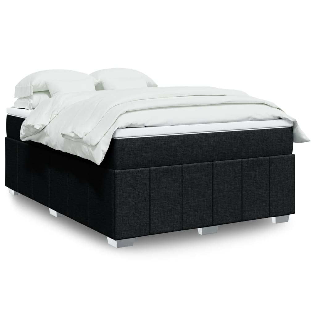 Sommier à lattes de lit avec matelas Noir 140x190 cm Tissu - XIOS