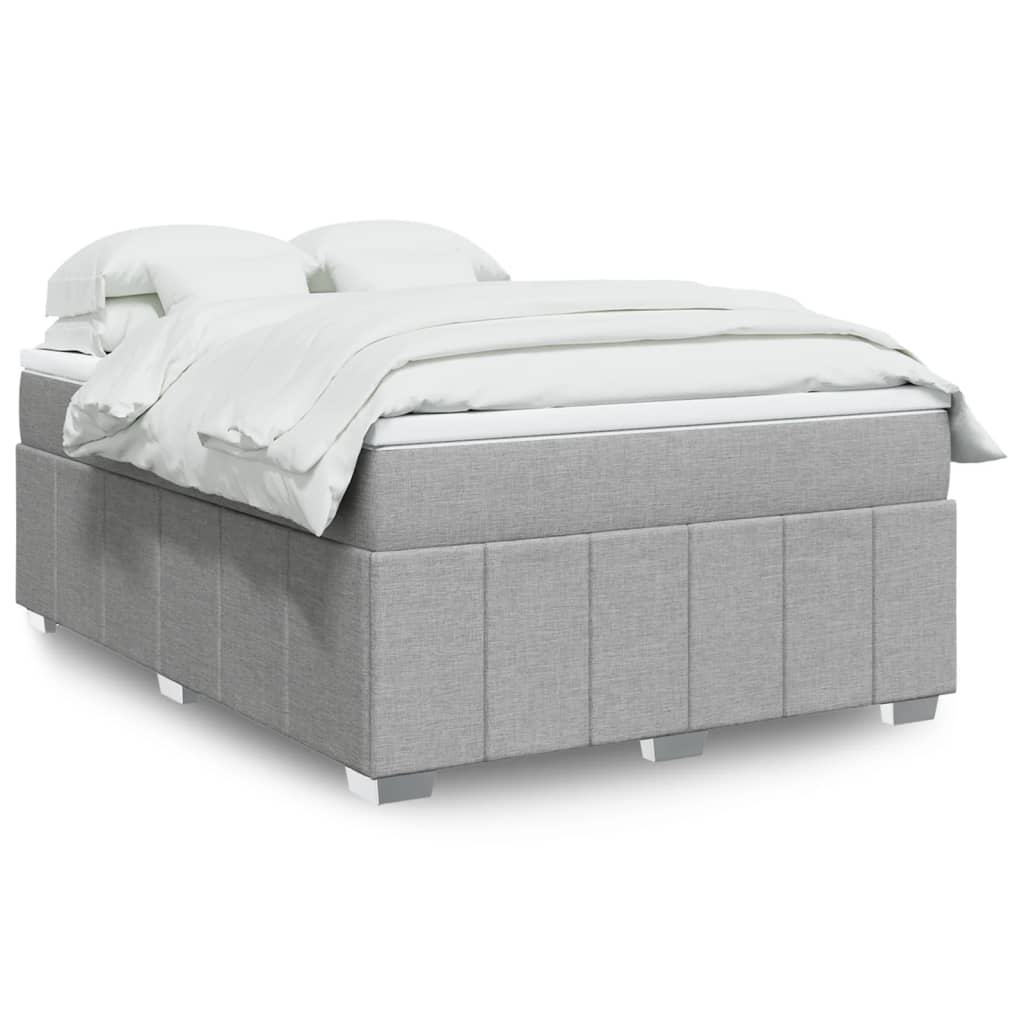 Sommier à lattes de lit avec matelas Gris clair 140x200cm Tissu - XIOS