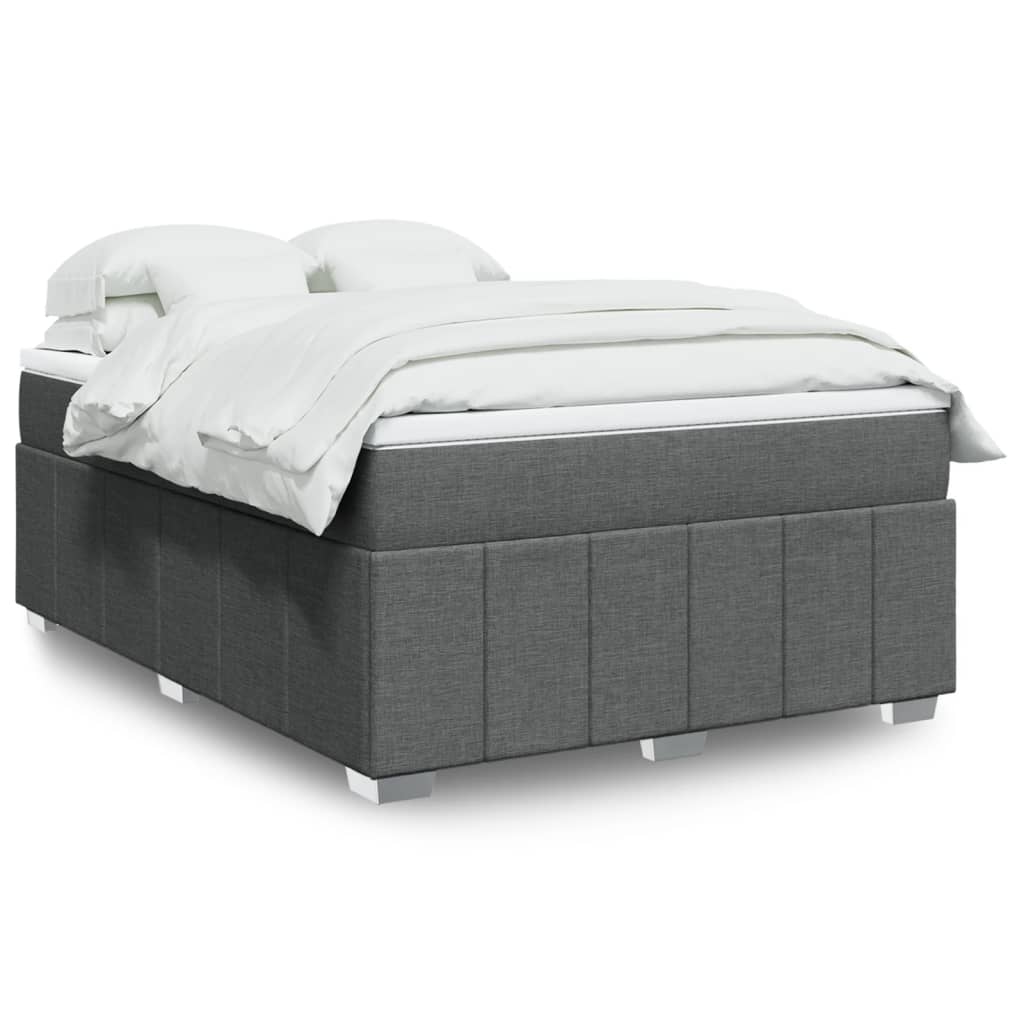 Sommier à lattes de lit avec matelas Gris foncé 140x200cm Tissu - XIOS