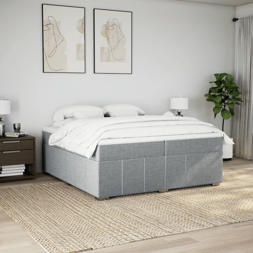 Sommier à lattes de lit avec matelas Gris clair 200x200cm Tissu - XIOS