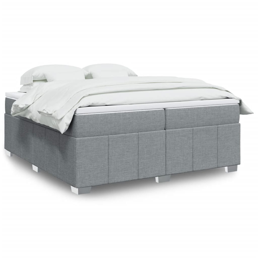 Sommier à lattes de lit avec matelas Gris clair 200x200cm Tissu - XIOS