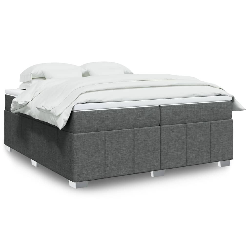 Sommier à lattes de lit avec matelas Gris foncé 200x200cm Tissu - XIOS